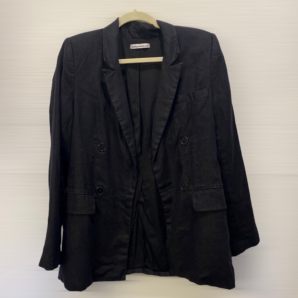 Reformation Rae Blazer - Black Linen - Picture 4 of 6